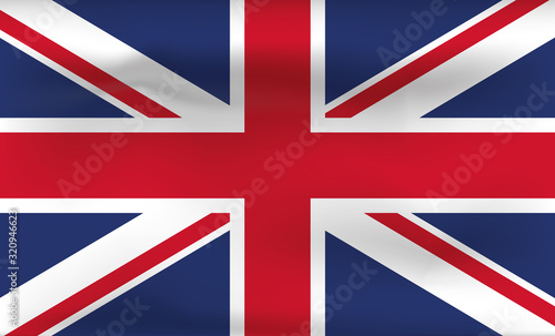 Great Britain Flag Icon and Logo. World National Isolated Flag Banner and Template. Realistic  3D Vector illustration Art with Wave Effect