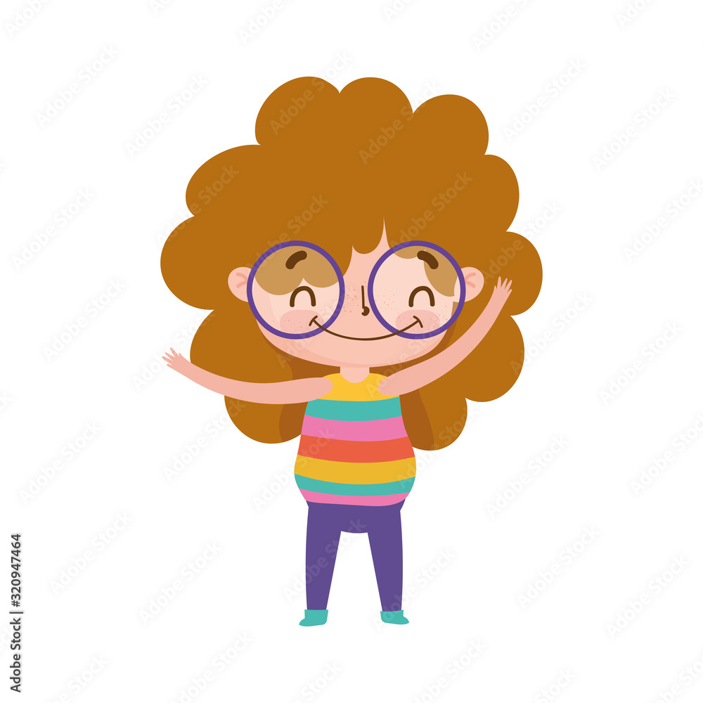 little girl with glasses curly hair expression facial little girl with glasses curly hair expression facial