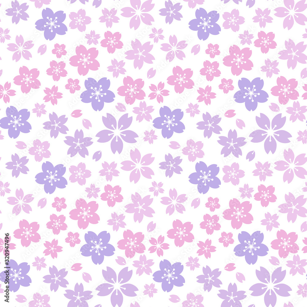 芝桜の花柄パターン（薄紫、ピンク色）ふんわり、甘い、ロマンチック