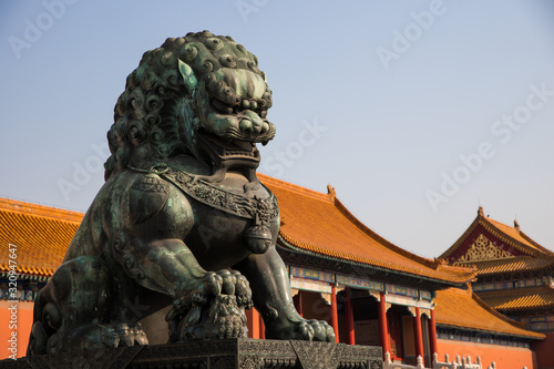 Chinese Statue of a Dragon in the ancient palaces of Forbidden City in Beijing, China