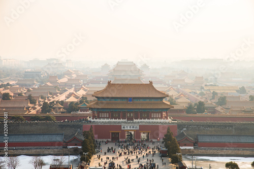 Forbbiden City Beijing   Imperial Palace Museum  in the afternoon with air pollution  China 