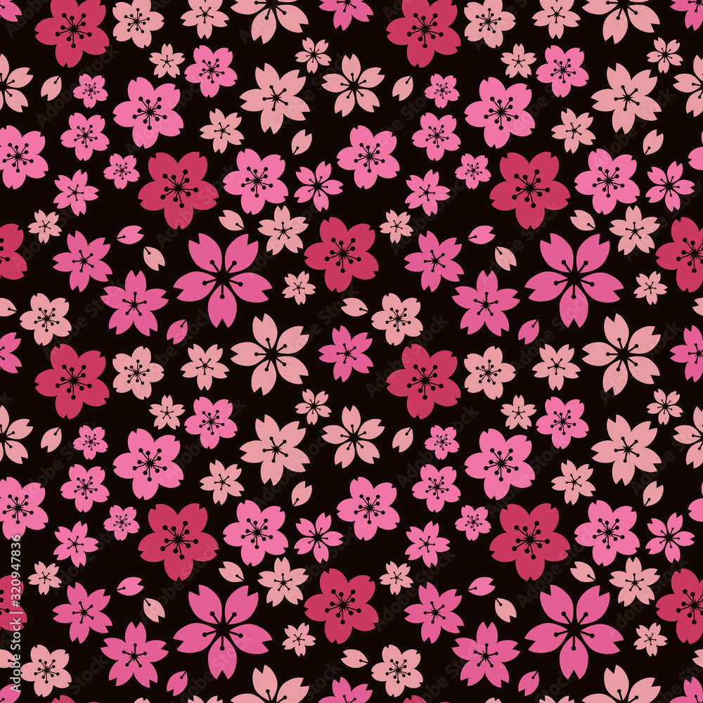 芝桜の花柄パターン(ピンク色、赤)レトロ、サイケデリック、夜桜 芝桜の花柄パターン(ピンク色、赤)レトロ、サイケデリック、夜桜