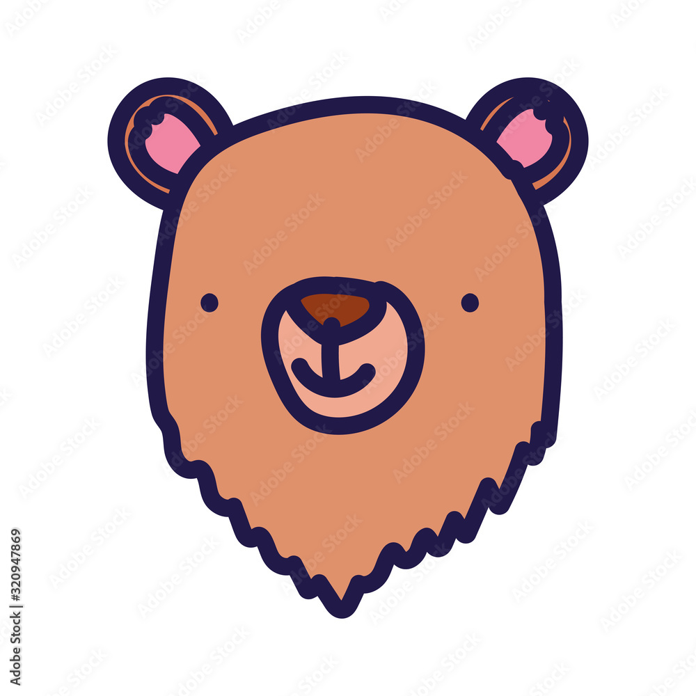 cute bear animal face cartoon character on white background cute bear animal face cartoon character on white background