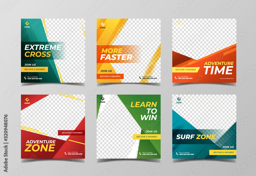 Extreme sport square banner template. Promotional banner for social media post, web banner and flyer