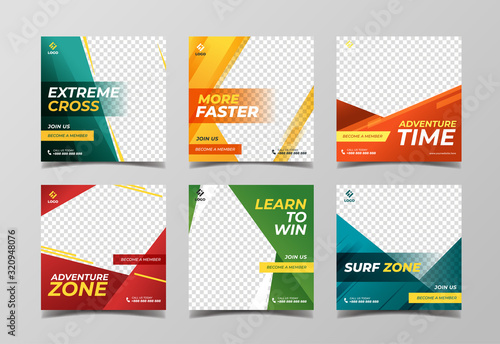 Extreme sport square banner template. Promotional banner for social media post, web banner and flyer