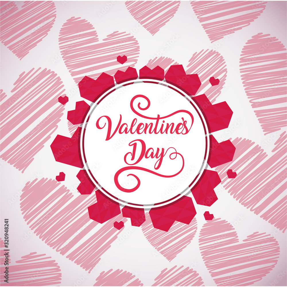 Naklejka premium Happy valentines day hearts circle vector design