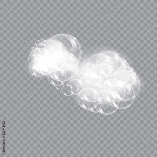 Bath foam soap with bubbles isolated vector illustration on transparent background. Shampoo and soap foam lather vector illustration.