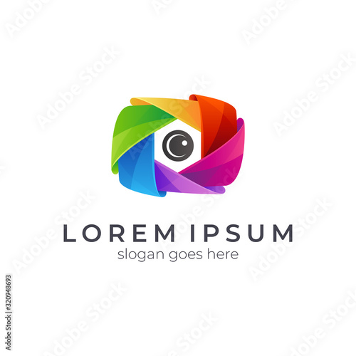 Camera photo lens vector logo design, colorful photography logo template, 3d gradient photographer studio logo style Free Download Camera photo lens vector logo design, colorful photography logo template, 3d gradient photographer studio logo style - GFXLoad