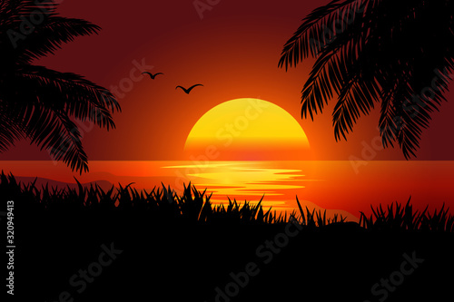 sunset on the beach © Johnster Designs