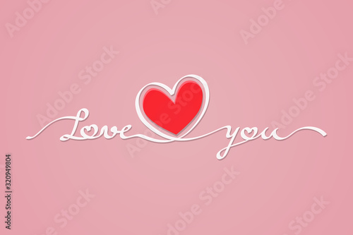 Love you card on valentines day greeting card with calligraphy and hand drawn design © skynet