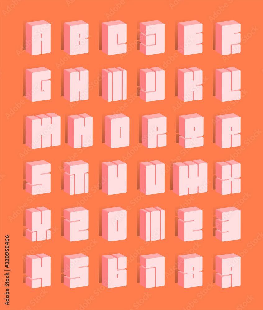 Vector fonts letters design,orange rounded square shape and shadow on background. Vector fonts letters design,orange rounded square shape and shadow on background.