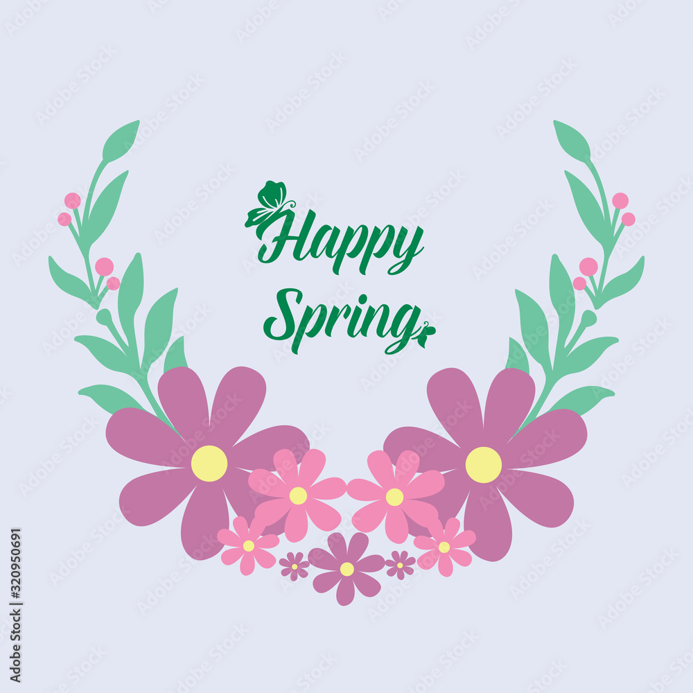 Cute shape pattern leaf and flower frame, for happy spring greeting card design. Vector Cute shape pattern leaf and flower frame, for happy spring greeting card design. Vector