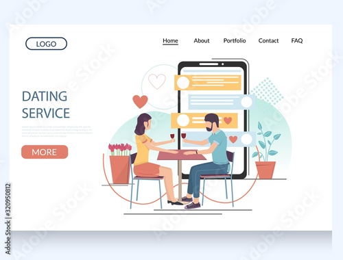 Dating service vector website landing page design template