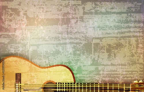 abstract gray grunge vintage sound background acoustic guitar vector illustration photo
