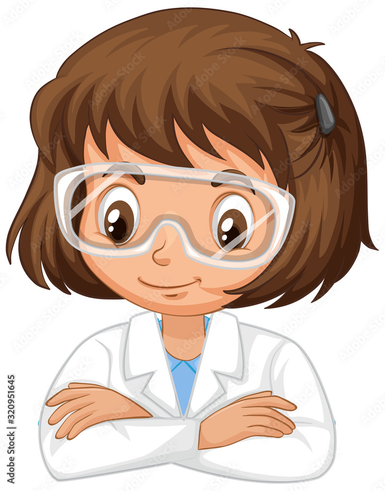 Girl in lab gown on isolated background Girl in lab gown on isolated background