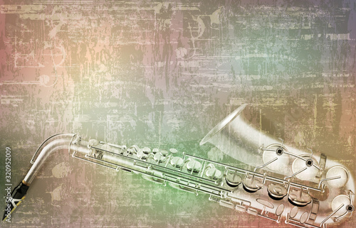 abstract gray grunge vintage sound background saxophone vector illustration