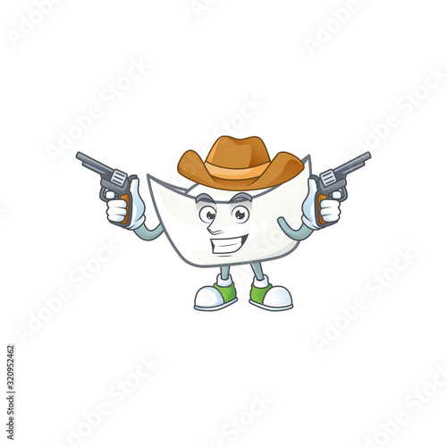 The brave of chinese white ingot Cowboy cartoon character holding guns