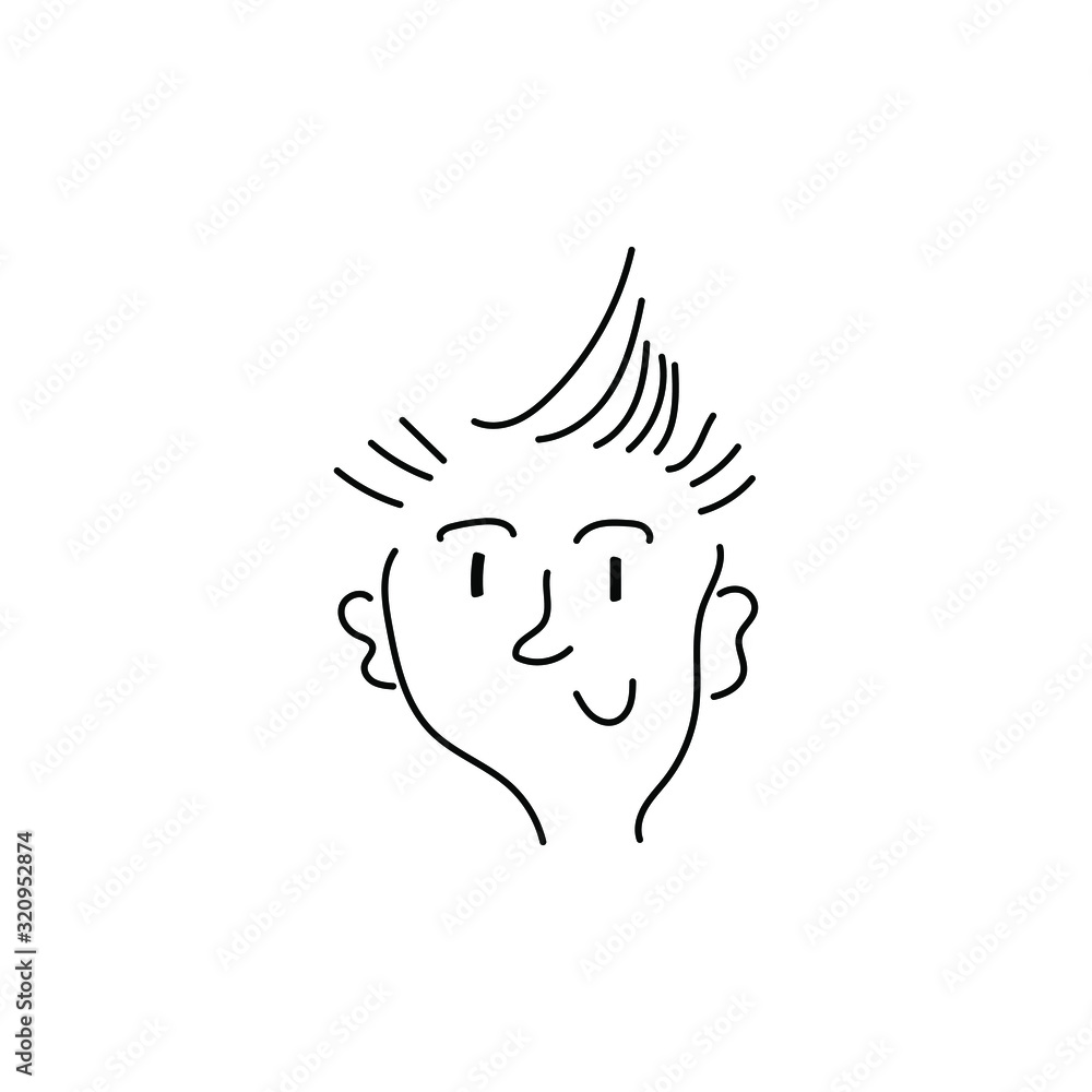 The face of young man or boy hand drawn, doodle vector illustration. The face of young man or boy hand drawn, doodle vector illustration.