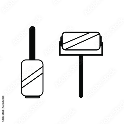 Icon of roller for cleaning clothes vector illustration. 