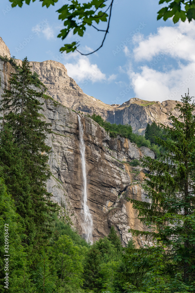 Switzerland, waterfall in Alps near Schynige Platte, Saxeten
