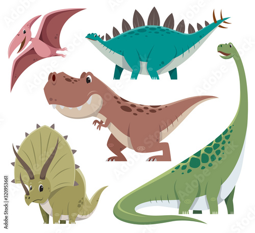 Vector illustration of Cartoon Dinosaur Character Set