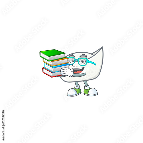 A brainy clever cartoon character of chinese white ingot studying with some books