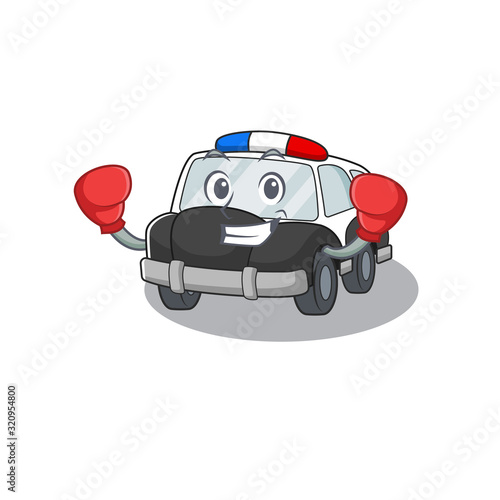 mascot character style of Sporty Boxing police car