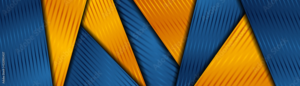 Obraz Bright orange and blue abstract corporate striped background. Vector banner design