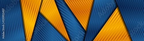 Obraz na płótnie Bright orange and blue abstract corporate striped background. Vector banner design