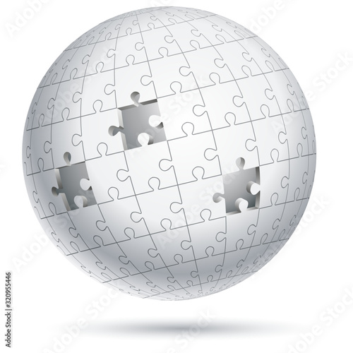 Jigsaw puzzle globe sphere. Vector illustrations.