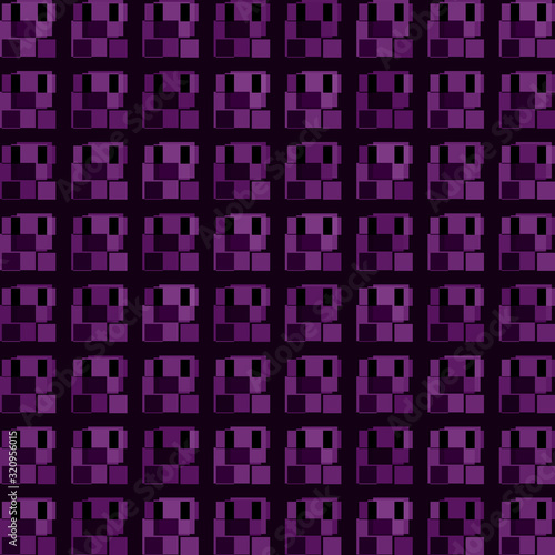 Dark tile of violet intersecting rectangles and interweaving bricks.