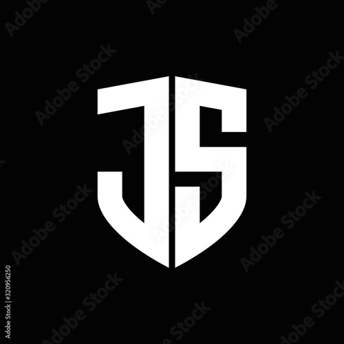 JS logo monogram with shield shape design template