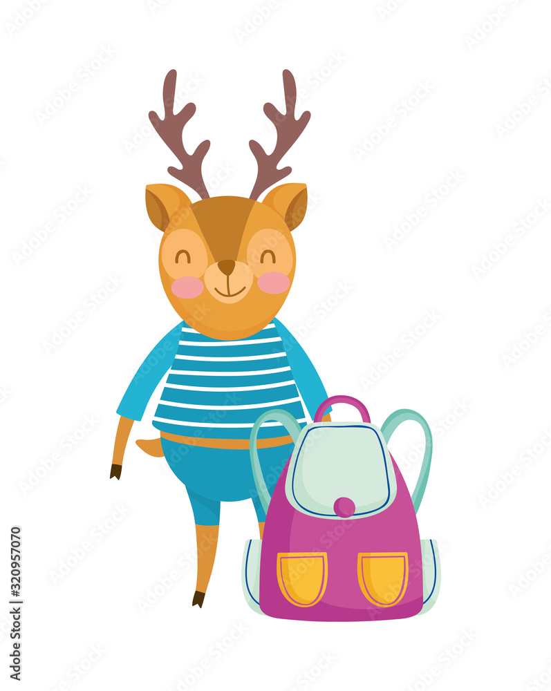 back to school education cute deer and bag cartoon back to school education cute deer and bag cartoon