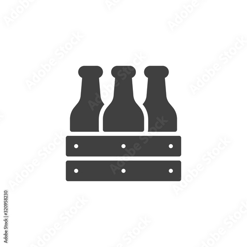 Pack of beer bottles vector icon. filled flat sign for mobile concept and web design. Beer box glyph icon. Symbol, logo illustration. Vector graphics