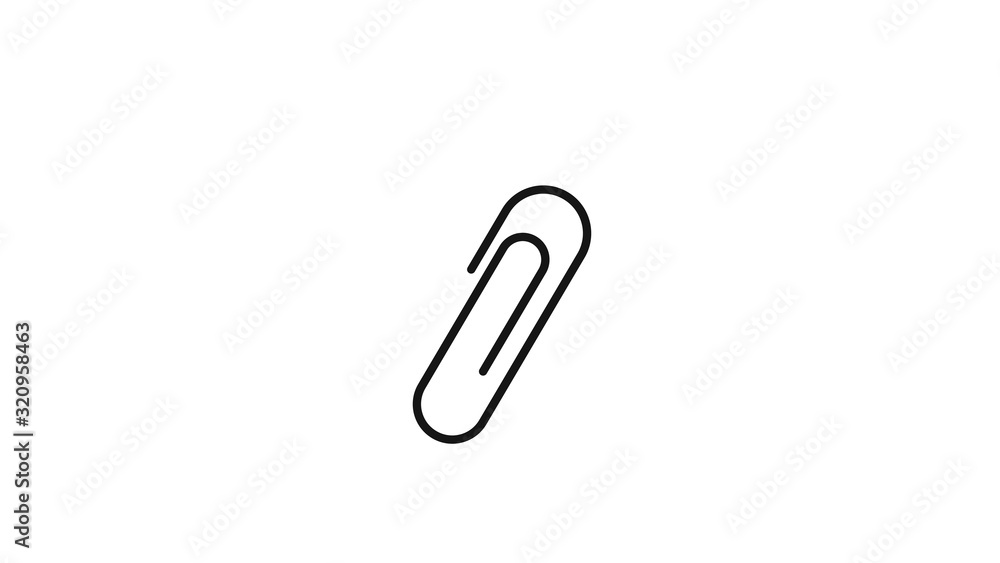 Black isolated icon of paper clip on white background Black isolated icon of paper clip on white background