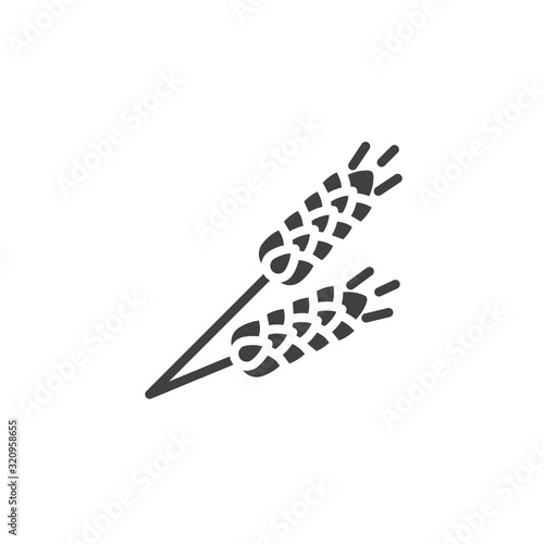 Ears of barley vector icon. filled flat sign for mobile concept and web design. Spike of wheat glyph icon. Symbol, logo illustration. Vector graphics