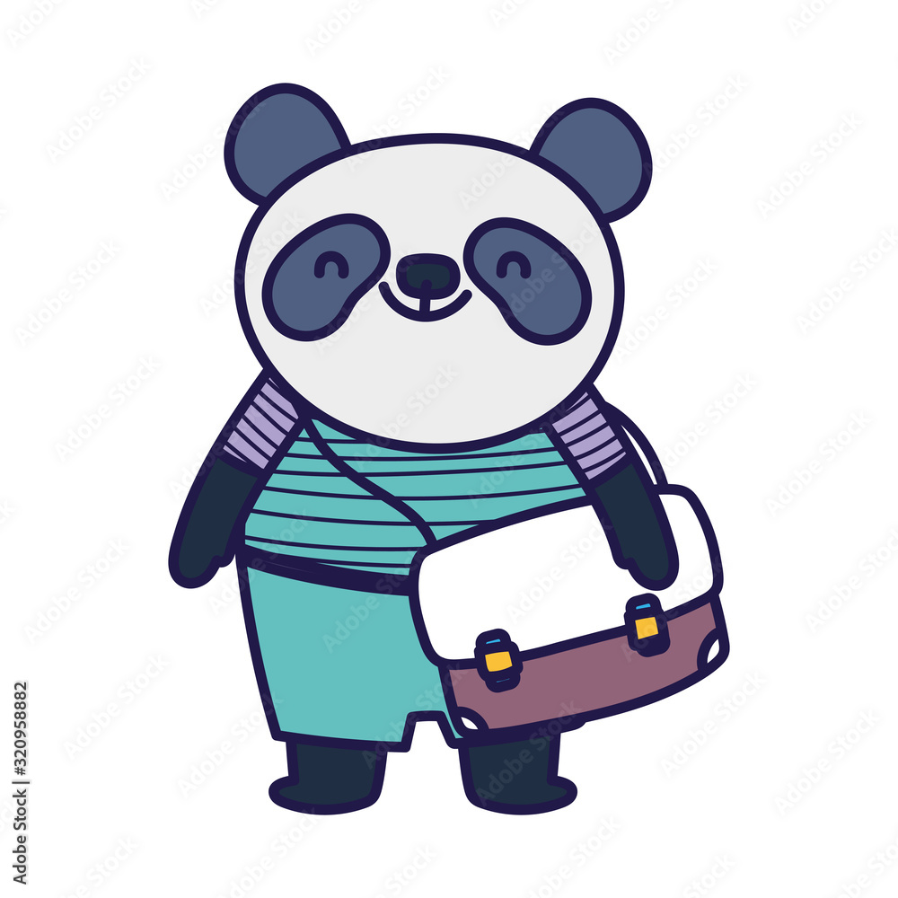 back to school education cute panda with schoolbag back to school education cute panda with schoolbag