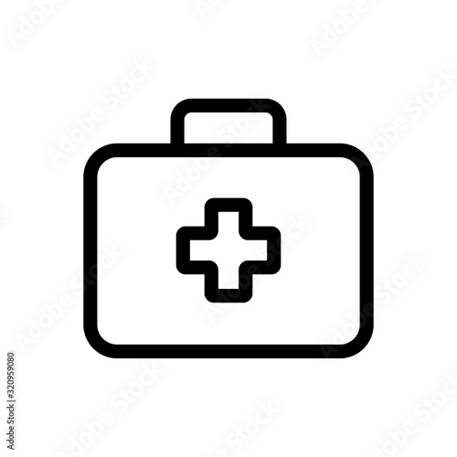 The doctor suitcase is an icon vector. Thin line sign. Isolated contour symbol illustration