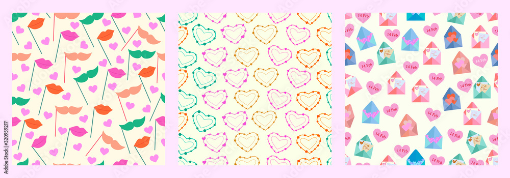 vector illustration of Happy Valentine's Day greetings seamless pattern background