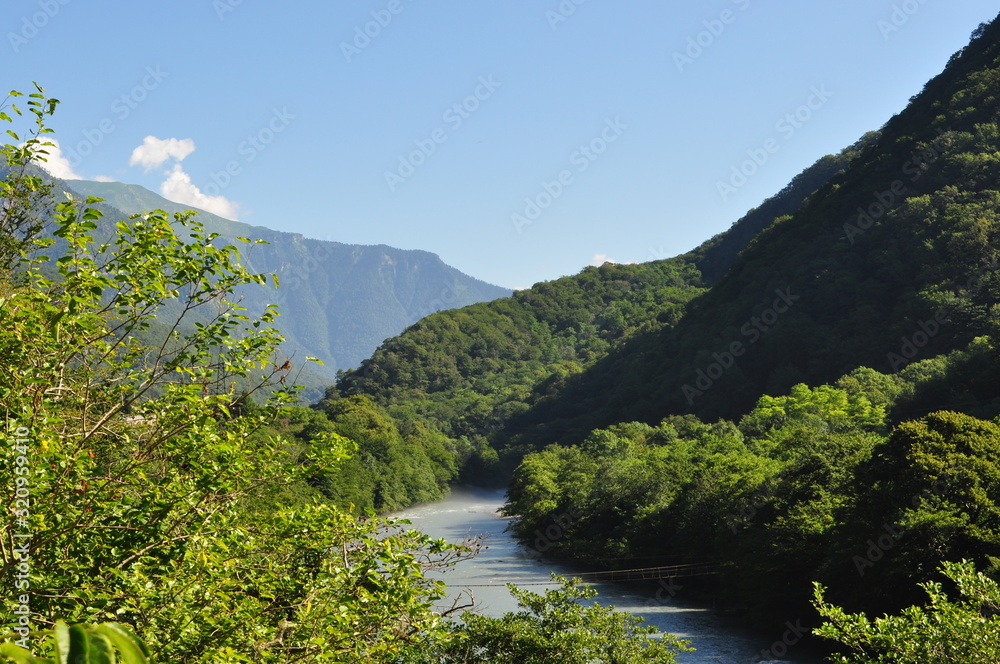 Mountain river in summer in Abkhazia.