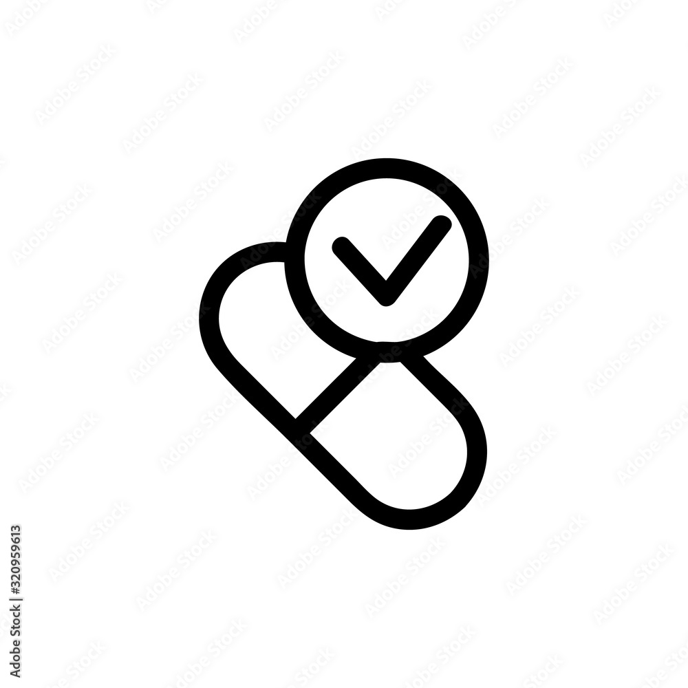 Time to take the medicine icon vector. Thin line sign. Isolated contour symbol illustration Time to take the medicine icon vector. Thin line sign. Isolated contour symbol illustration