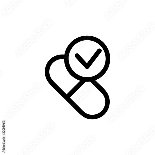 Time to take the medicine icon vector. Thin line sign. Isolated contour symbol illustration