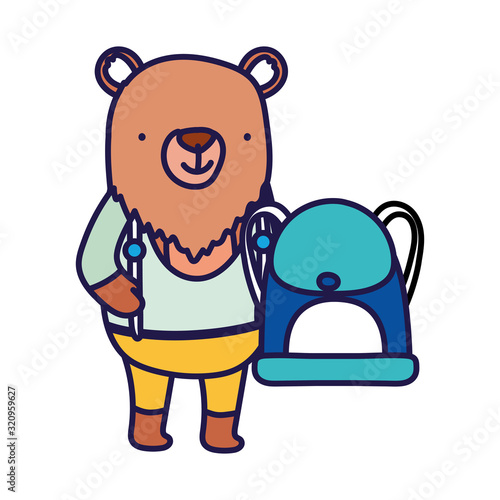back to school education cute bear with backpack and clothes
