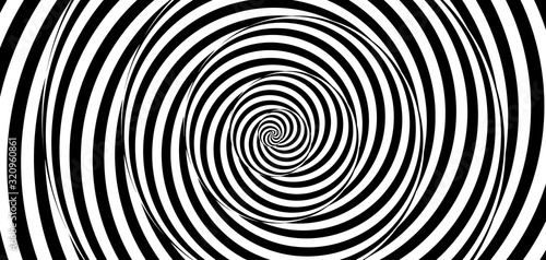 Pattern with optical illusion. Black and white design. Abstract striped background. Vector illustration.