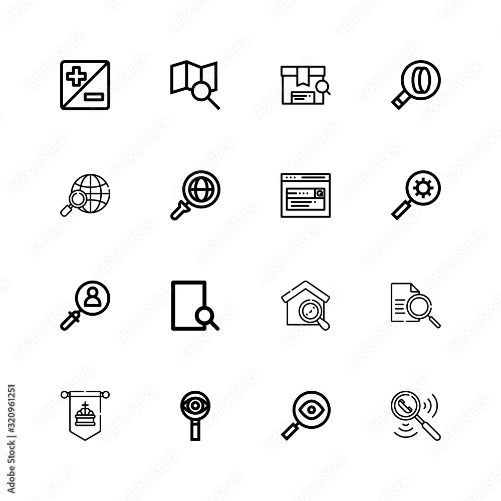 Editable 16 inspection icons for web and mobile Editable 16 inspection icons for web and mobile