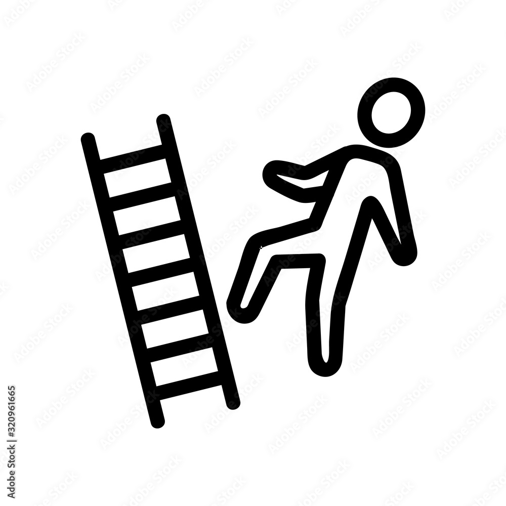 fall down the stairs of the icon vector. Thin line sign. Isolated contour symbol illustration fall down the stairs of the icon vector. Thin line sign. Isolated contour symbol illustration