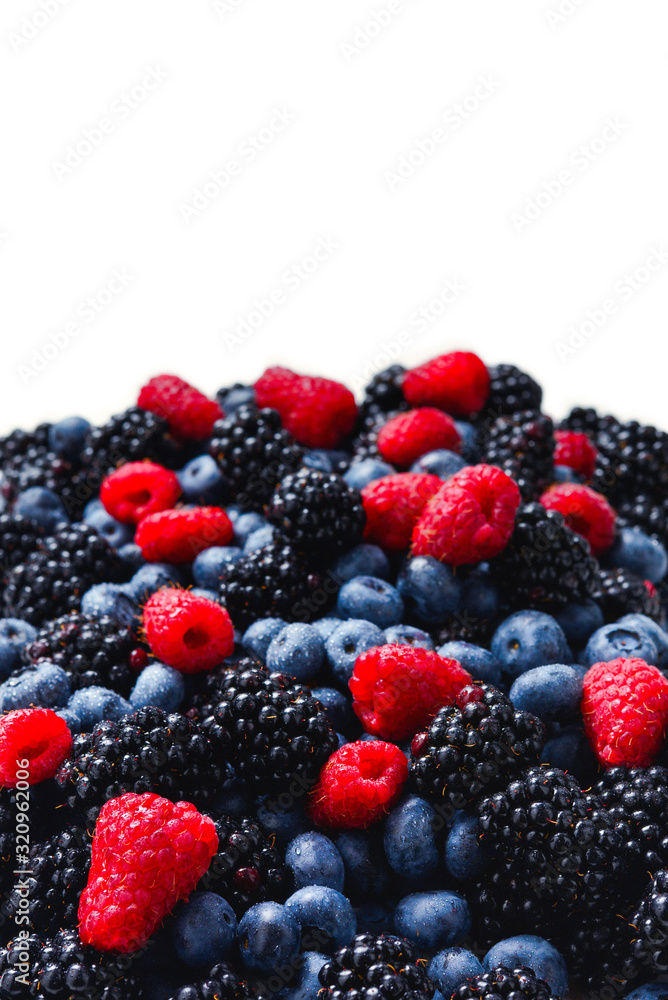 Blackberry, raspberry, blueberry background. Top view. Blackberry, raspberry, blueberry background. Top view.