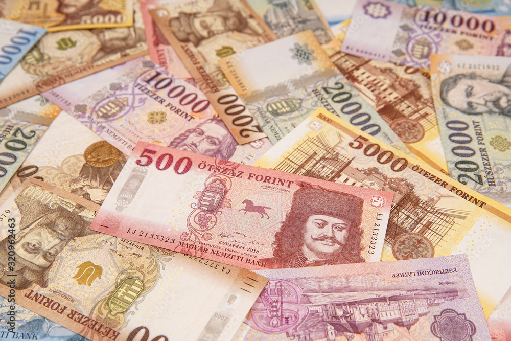 Stack of banknotes as background (Hungarian Forint) Europe Hungary Stack of banknotes as background (Hungarian Forint) Europe Hungary