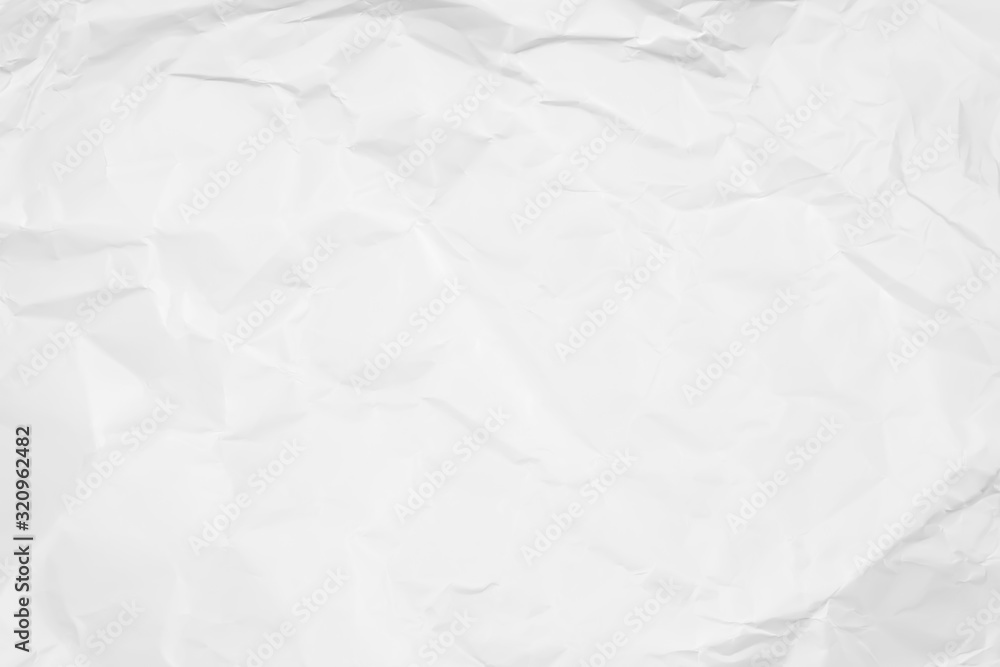 Fototapeta premium White crumpled paper texture background. Clean white paper. Top view. 
