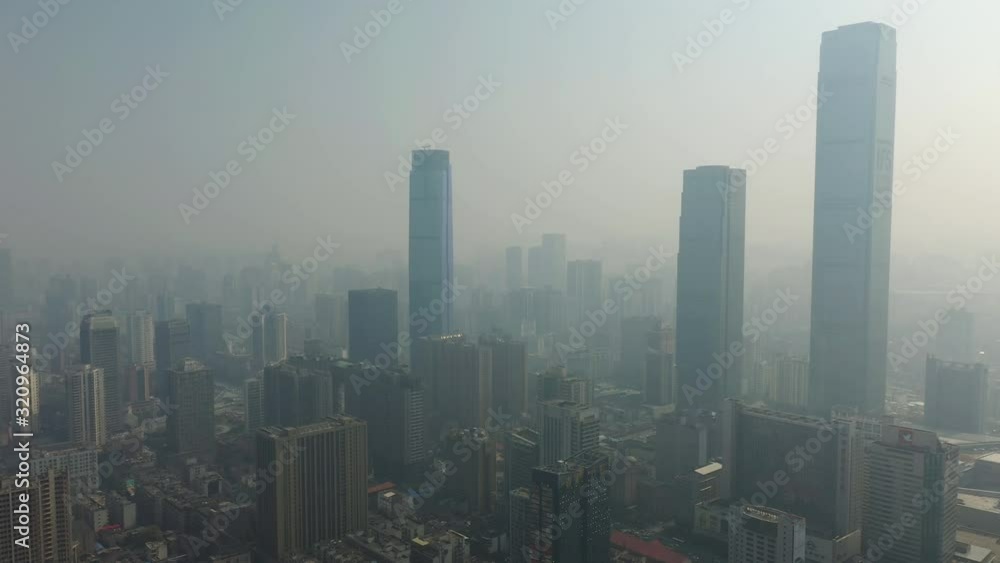 changsha city famous downtown skyscrapers sunny day aerial panorama 4k china changsha city famous downtown skyscrapers sunny day aerial panorama 4k china